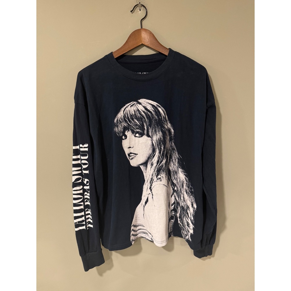 Taylor Swift The Eras Tour Long Sleeve Graphic T Shirt Navy Size Medium